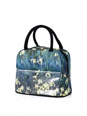 Oil Painting Insulated Lunch Bag with Zip Closure and Outside Pocket